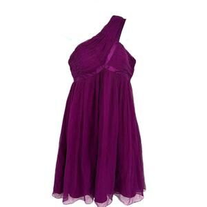 Donna Morgan 100% SIlk One Shoulder Dress 6 Wedding Chiffon Cocktail Formal Glam